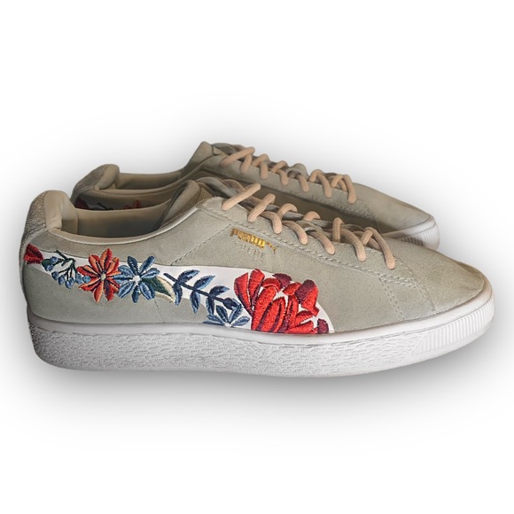 PUMA Suede Hyper Embelished Women’s Glacier Grey/White Sneakers Size 7 - Picture 1 of 6